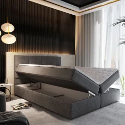 Masseno Lit Boxspring LENA 180X200 CM KRONOS 19, Vert, Lit avec matelas et rangement