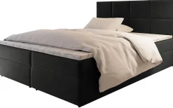 Masseno Lit Boxspring LENA 160X200 CM KRONOS 34, Graphite, Lit avec matelas et rangement