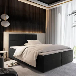 Masseno Lit Boxspring LENA 160X200 CM KRONOS 34, Graphite, Lit avec matelas et rangement
