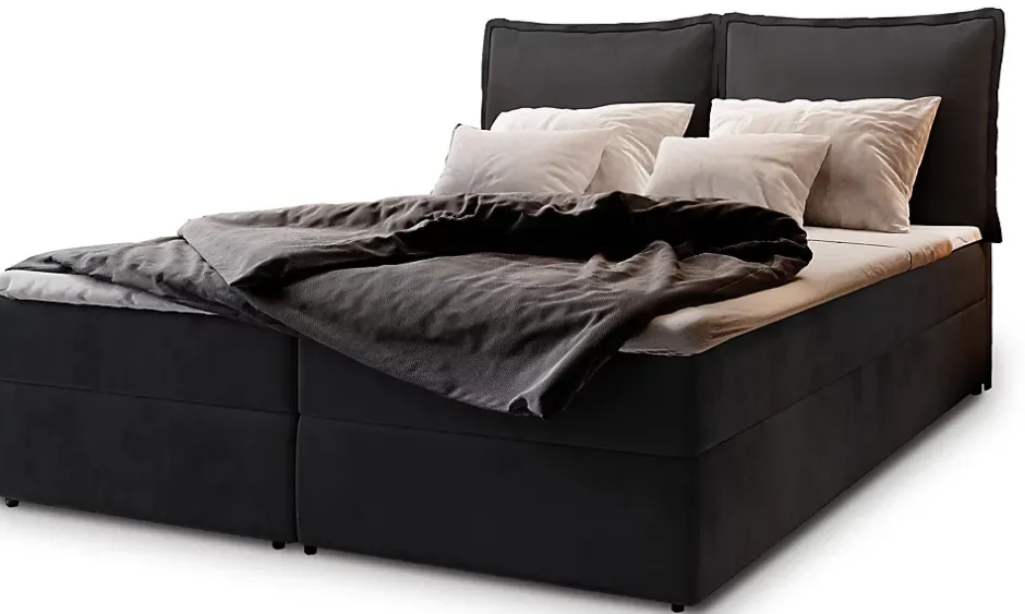 Masseno Lit Boxspring LENTE 160X200 CM MONOLITH 95, Noir, Lit avec matelas et rangement Online