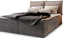 Masseno Lit Boxspring LENTE 180X200 CM MONOLITH 85, Gris, Lit avec matelas et rangement