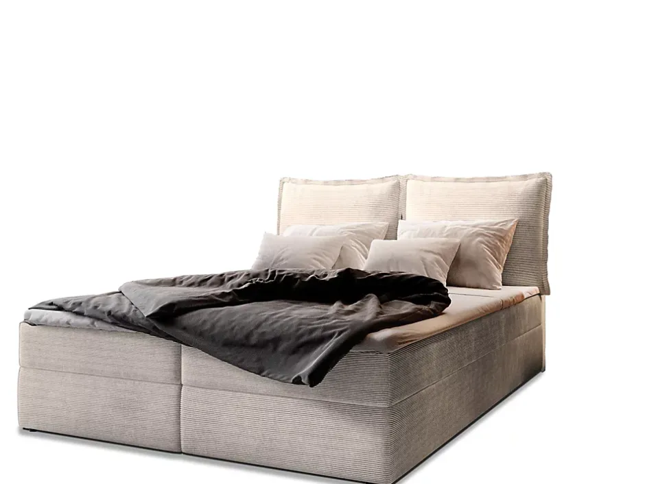Masseno Lit Boxspring LENTE 180X200 CM LINCOLN 03, Crème, Lit avec matelas et rangement Online