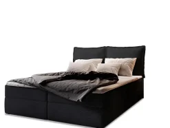 Masseno Lit Boxspring LENTE 160X200 CM LINCOLN 100, Noir, Lit avec matelas et rangement