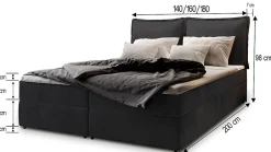 Masseno Lit Boxspring LENTE 160X200 CM MONOLITH 84, Gris clair, Lit avec matelas et rangement Discount