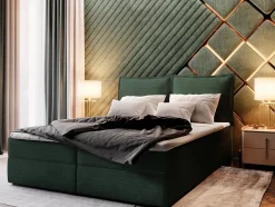 Masseno Lit Boxspring LENTE 180X200 CM LINCOLN 39, Vert foncé, Lit avec matelas et rangement Online