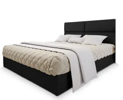 Masseno Lit Boxspring LONIS 160X200 CM SAWANA 14, Noir, Lit avec matelas et rangement New