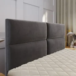 Masseno Lit Boxspring LONIS 160X200 CM SAWANA 14, Noir, Lit avec matelas et rangement New