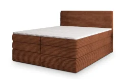 Masseno Lit Boxspring LUNERA 140X200 CM TILIA 52, Marron, Lit avec matelas et rangement Sale