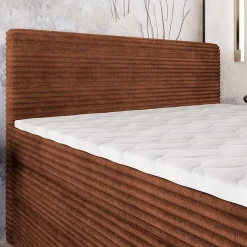 Masseno Lit Boxspring LUNERA 140X200 CM TILIA 52, Marron, Lit avec matelas et rangement Sale