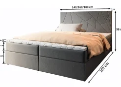 Masseno Lit Boxspring MADO 160X200 CM INARI 72, Bleu, Lit avec matelas et rangement