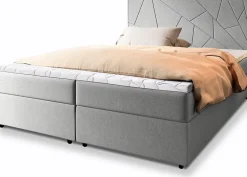 Masseno Lit Boxspring MADO 140X200 CM INARI 91, Gris clair, Lit avec matelas et rangement Online