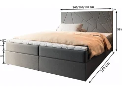 Masseno Lit Boxspring MADO 140X200 CM INARI 91, Gris clair, Lit avec matelas et rangement Online