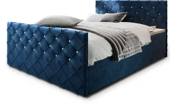 Masseno Lit Boxspring MANDI 160X200 CM MAGIC VELVET 2216, Bleu, Lit avec matelas et rangement Clearance