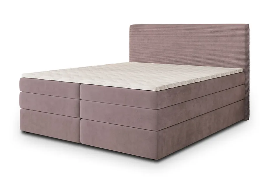 Masseno Lit Boxspring MATERN 140X200 CM POSO 27 + KRONOS 27, Rose, Lit avec matelas et rangement