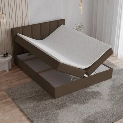 Masseno Lit Boxspring MERIL 180X200 CM SAWANA 16, Marron, Lit avec matelas et rangement Outlet