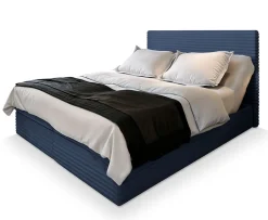 Masseno Lit Boxspring MILARA 160X200 CM TILIA 77, Bleu, Lit avec matelas et rangement