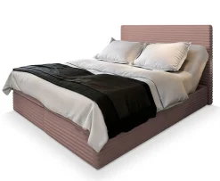 Masseno Lit Boxspring MILARA 160X200 CM TILIA 62, Rose, Lit avec matelas et rangement