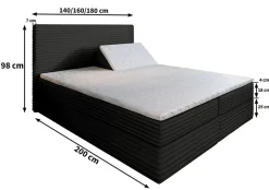 Masseno Lit Boxspring MILARA 160X200 CM TILIA 62, Rose, Lit avec matelas et rangement