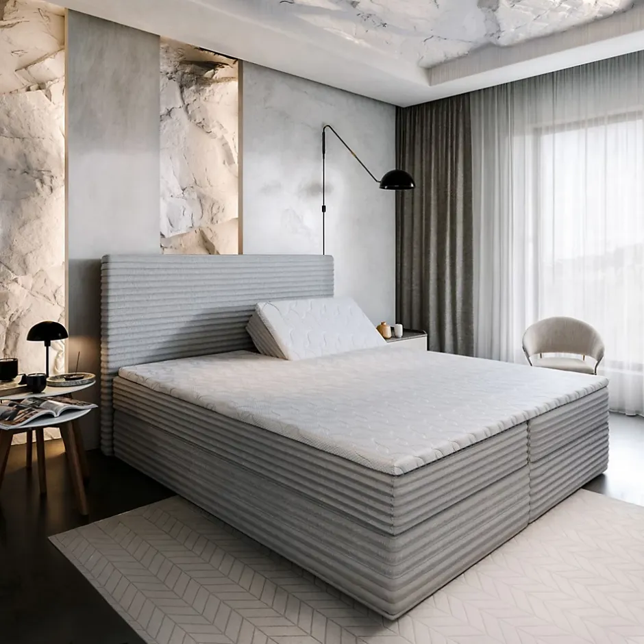 Masseno Lit Boxspring MILARA 160X200 CM TILIA 52, Cuivre, Lit avec matelas et rangement Outlet