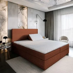 Masseno Lit Boxspring MILARA 160X200 CM TILIA 52, Cuivre, Lit avec matelas et rangement Outlet