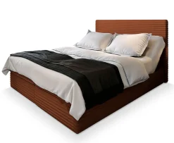 Masseno Lit Boxspring MILARA 140X200 CM TILIA 52, Cuivre, Lit avec matelas et rangement