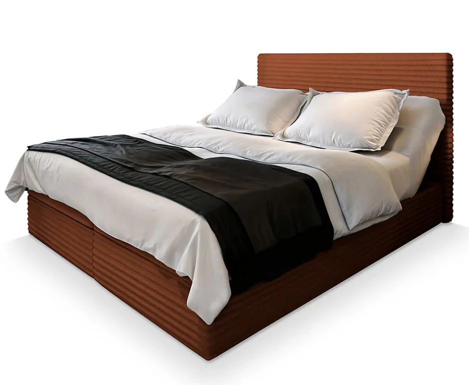 Masseno Lit Boxspring MILARA 140X200 CM TILIA 52, Cuivre, Lit avec matelas et rangement