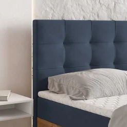 Masseno Lit Boxspring MOLVEN 180X200 CM SORO 76, Bleu, Lit avec matelas et rangement