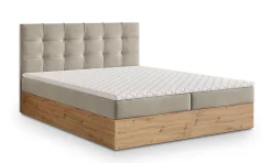 Masseno Lit Boxspring MOLVEN 180X200 CM SORO 21, Beige, Lit avec matelas et rangement