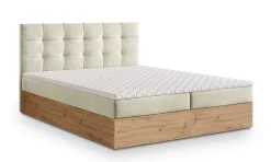 Masseno Lit Boxspring MOLVEN 140X200 CM SORO 02, Crème, Lit avec matelas et rangement Hot