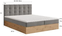 Masseno Lit Boxspring MOLVEN 140X200 CM SORO 02, Crème, Lit avec matelas et rangement Hot