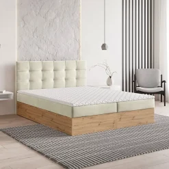 Masseno Lit Boxspring MOLVEN 140X200 CM SORO 02, Crème, Lit avec matelas et rangement Hot