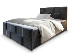 Masseno Lit Boxspring MONA 180X200 CM PAROS 06, Gris, Lit avec matelas et rangement