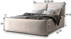 Masseno Lit Boxspring MONTA 180X200 CM LINCOLN 83, Beige, Lit avec matelas et rangement Outlet