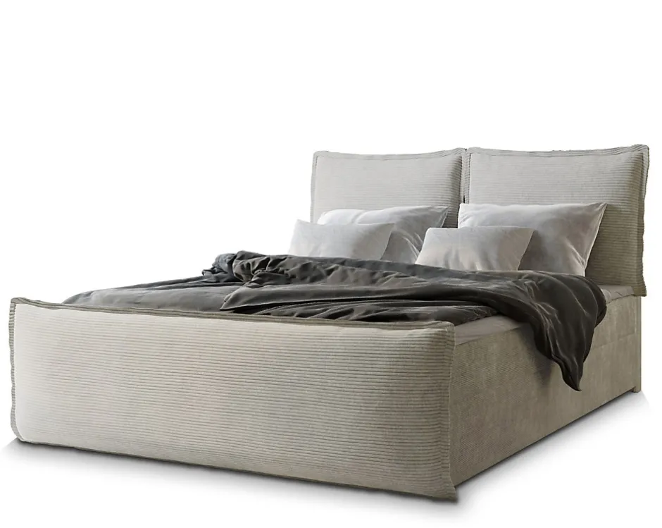 Masseno Lit Boxspring MONTA 180X200 CM LINCOLN 03, Crème, Lit avec matelas et rangement