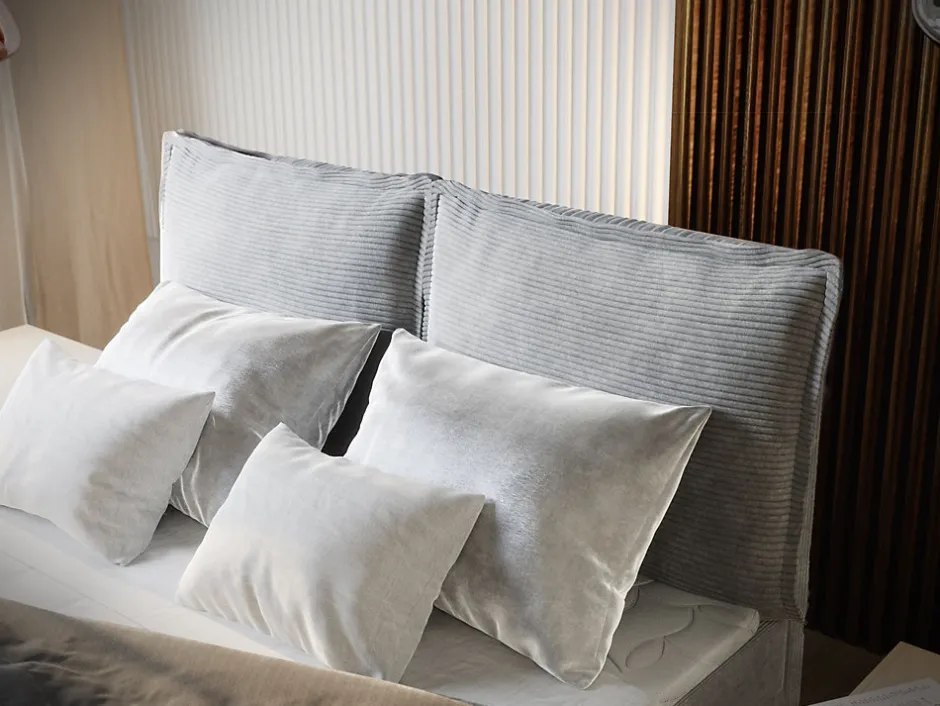 Masseno Lit Boxspring MONTA 140X200 CM LINCOLN 86, Gris clair, Lit avec matelas et rangement