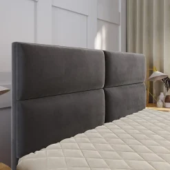Masseno Lit Boxspring MULEN 160X200 CM SAWANA 14, Noir, Lit avec matelas et rangement