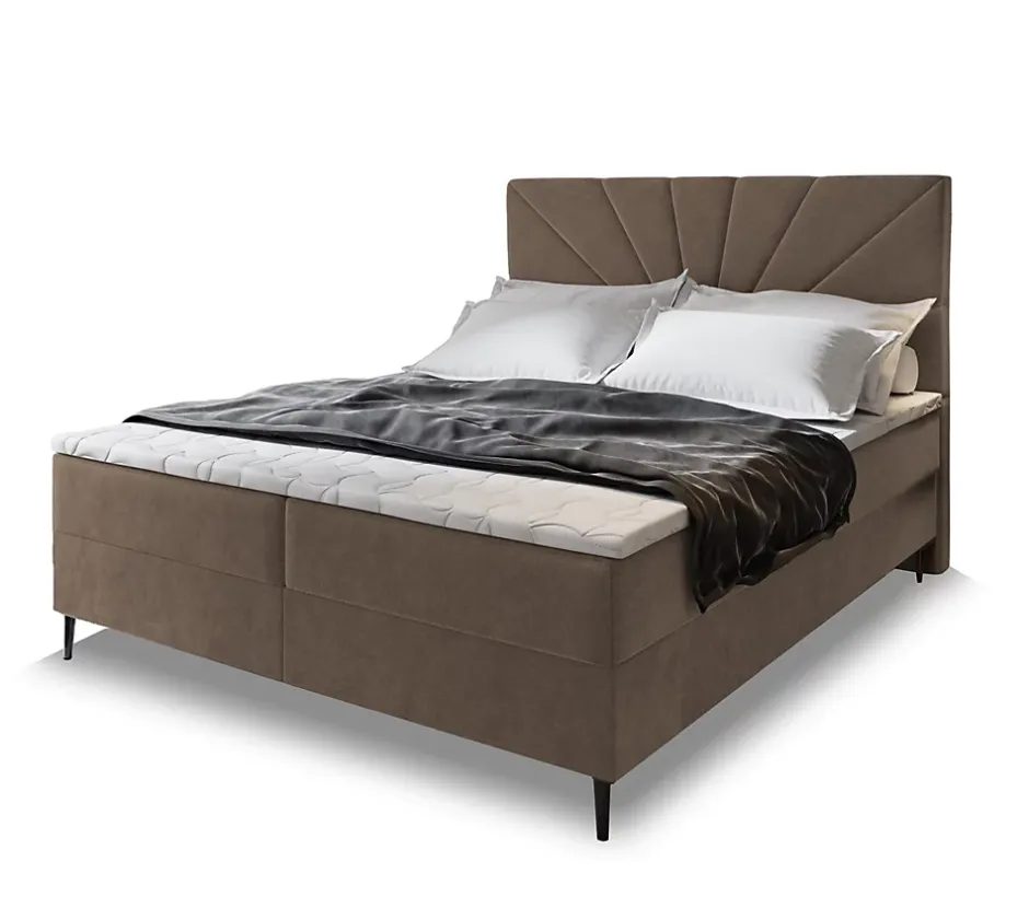 Masseno Lit Boxspring MURI 160X200 CM COSMIC 800, Marron, Lit avec matelas et rangement Clearance