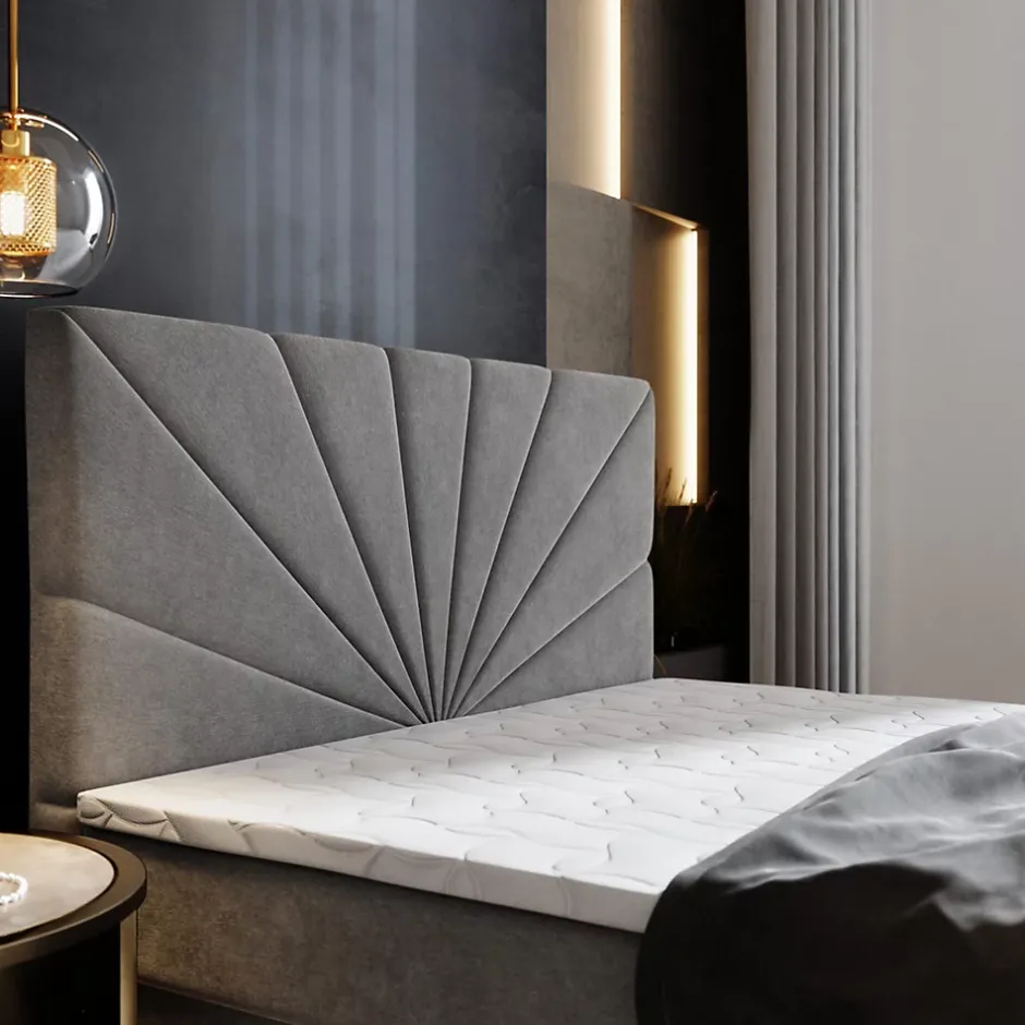 Masseno Lit Boxspring MURI 160X200 CM COSMIC 800, Marron, Lit avec matelas et rangement Clearance