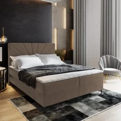 Masseno Lit Boxspring MURI 160X200 CM COSMIC 800, Marron, Lit avec matelas et rangement Clearance