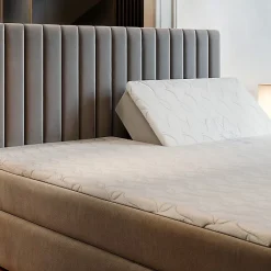 Masseno Lit Boxspring MURLO 140X200 CM PAROS 06, Gris, Lit avec matelas et rangement Best