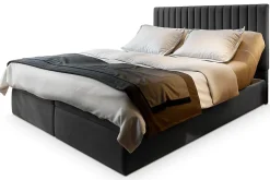 Masseno Lit Boxspring MURLO 140X200 CM PAROS 06, Gris, Lit avec matelas et rangement Best