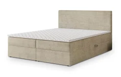 Masseno Lit Boxspring NIRA 140X200 CM ROMA 03, Crème, Lit avec matelas et rangement