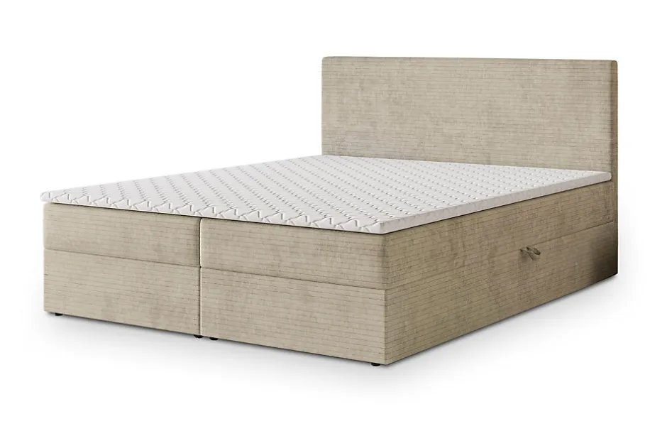 Masseno Lit Boxspring NIRA 140X200 CM ROMA 03, Crème, Lit avec matelas et rangement