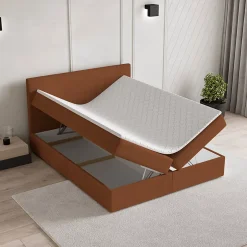 Masseno Lit Boxspring NIRA 180X200 CM ROMA 11, Terracotta, Lit avec matelas et rangement
