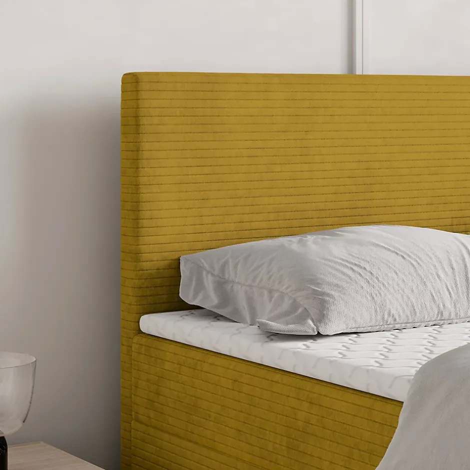 Masseno Lit Boxspring NIRA 140X200 CM ROMA 08, Jaune, Lit avec matelas et rangement Online