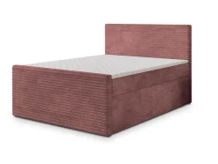 Masseno Lit Boxspring NOLEN 140X200 CM TILIA 62, Rose, Lit avec matelas et rangement