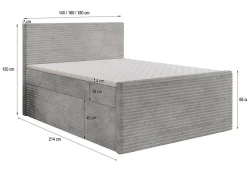 Masseno Lit Boxspring NOLEN 180X200 CM TILIA 77, Bleu, Lit avec matelas et rangement