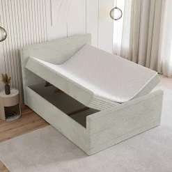 Masseno Lit Boxspring NOLEN 180X200 CM TILIA 83, Gris clair, Lit avec matelas et rangement Sale