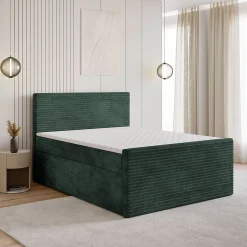 Masseno Lit Boxspring NOLEN 140X200 CM TILIA 39, Vert foncé, Lit avec matelas et rangement Discount