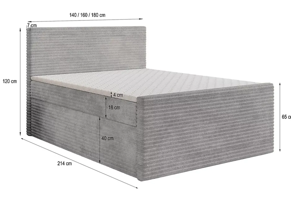 Masseno Lit Boxspring NOLEN 140X200 CM TILIA 39, Vert foncé, Lit avec matelas et rangement Discount